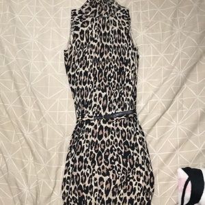 GUESS LEOPARD PRINT TURTLE NECK DRESS
